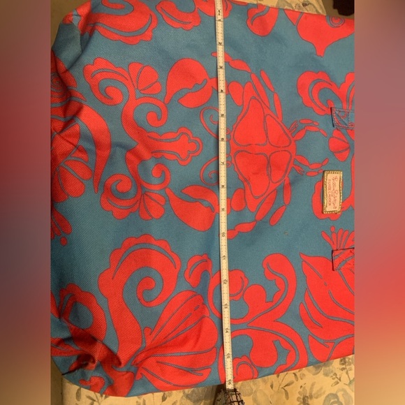 Lilly Pulitzer for Estée Lauder Tote Bag in Teal & Pink with Crab Design, EUC - Picture 4 of 5